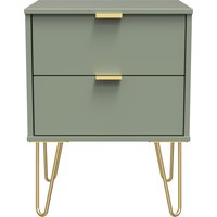 Hong Kong Ready Assembled 2 Drawer Bedside Cabinet - Reed Green