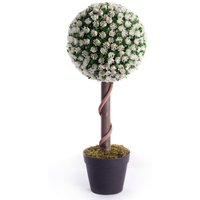 Best Artificial 2ft - 60cm White Rose Ball Topiary Tree - White