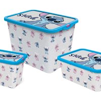 Set of 3 Stitch Storage Boxes - Multicoloured