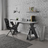 Papillon Modern Desk With Bookshelf Legs - Anthracite Grey