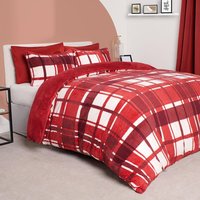 Teddy Check Duvet Set - Red / King
