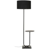 Tavel Black with Table Floor Lamp Large Black Shade - Black