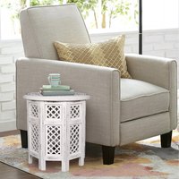 Round Carved Wooden Coffee Bedside End Table - White / 45cm