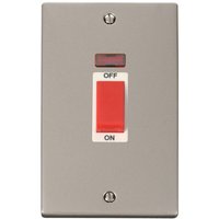 Pearl Nickel 2 Gang Size 45A Switch With Neon - White