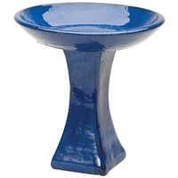 Glazed Ceramic Bird Bath - Green