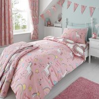 Unicorn Rainbows Kids Bedding Duvet Cover Set - Pink / Single