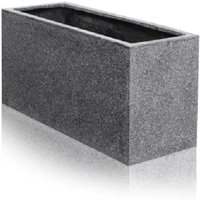 Black Poly Terrazzo Stone Trough Outdoor Planter - Grey / 221l
