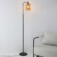 Sleek Modern Floor Lamp with Stylish Cylindrical Shade Design - Black / 25cm