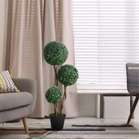 HOMCOM Artificial Topiary Ball Tree - Dark Green