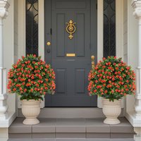 2 Pack Artificial Rose Topiary Ball Tree - Red