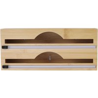 2-Tier Bamboo Wrap Dispenser with Cutters - Brown