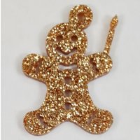Glitter Gingerbread Man Style 2 Christmas Decoration - Gold