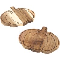 Pack of 4 Pumpkin Wood Effect Coasters - Natural