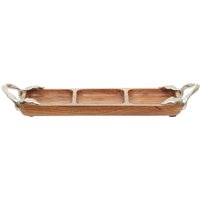 Vine Acacia Wood 3 Section Serving Dish - Brown