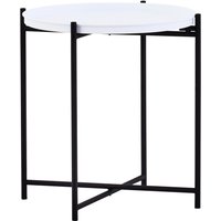 Trosa Side Table with Round White Top - White