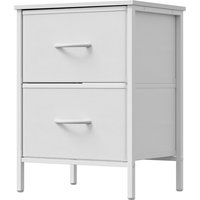 Bedside Table with 2 Fabric Drawers for Stylish Storage - White