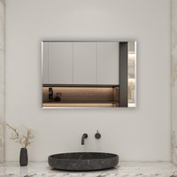 Rectangle Wall Mirror Frameless - White / 50cm