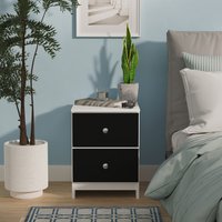 Yarmouth Fully Assembled 2 Drawer Bedside Cabinet - Black & White Matt