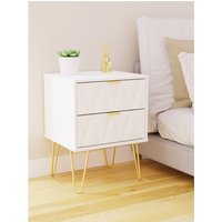Diamond Ready Assembled 2 Drawer Bedside Cabinet - White Matt