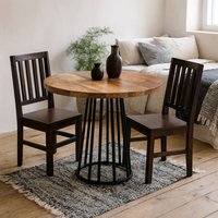 Seattle Reclaimed Wood Round Dining Table with Metal Hairpin Base - Brown