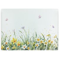 Daffodils Large Smooth Glass Worktop Protector - Spring Floral Kitchen Chopping Board - Yellow