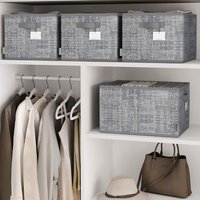 Pack of 3 Foldable Storage Baskets Labels, Grey - Cattail Grey