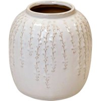 Four Candle Small Cream Ceramic Ribbed Vase