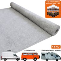 Van Carpet Lining Silver Grey and 5 Adhesive Cans - Silver