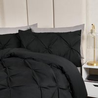 Highams, Highams Diamond Pintuck Duvet Cover with Pillowcase - Black / Super King / 26cm Highams, Highams Diamond Pintuck Duvet Cover with Pillowcase - Black / Super King / 26cm
