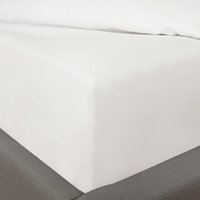 OHS Luxury Plain Dyed Cotton 30cm Deep Fitted Bed Sheet in White | Size: King Fitted