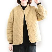 Womens Solid Colour Quilted Jacket - Khaki / 126cm / XL