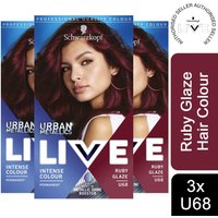 Schwarzkopf Live Intense Urban Metallics Permanent Hair Dye, U68 Ruby Glaze - Buy3 - U68 Ruby Glaze / 3