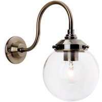 Victoria 1 Light Wall Light Antique Brass Shade E27 - Antique Brass / 15cm