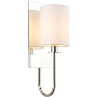 Pisa Shade Wall Lamp Bright Nickel Plate Vintage White Fabric - Bright Nickel