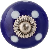 Round Ceramic Cabinet Knob Navy Blue Spot - Navy/Blue