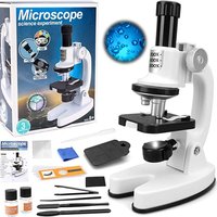 Kids microscope portable kit with LED light and mobile phone holder - White