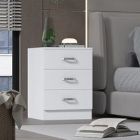 FWStyle Matt Finish 3 Drawer Chest Of Drawers Modern Deep Design - White
