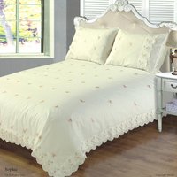 Sophie Polycotton Duvet Set With Pillowcase - Cream / Single