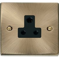 Antique Brass 1 Gang 5A Round Pin Socket - Antique Brass