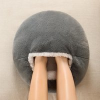 Plush Sherpa Fleece Anti-Slip Microwavable Mono Foot Warmer Slipper - Charcoal