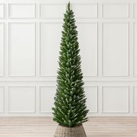 Pencil Christmas Tree with Frosted Spruce Pine - Green / 7ft