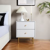 Devon Bedside Table with 2 Drawers - White