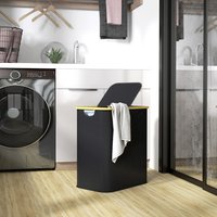 HOMCOM 80L Double Large Laundry Basket with Groove Handles - White