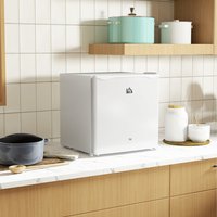 HOMCOM 46 Litre Table Top Fridge Mini Fridge with Chiller Box - Cream and With Lock / ABSCopperPSSteel