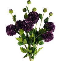Bunch of Artificial Dahlia PomPom Flower Stems - Dhalia Purple Flower
