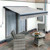 Electric Patio Awning Garden Canopy Full Cassette Charcoal - Silver / 95kg