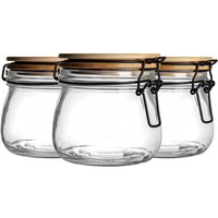 Wooden Clip Lid Storage Jar - 500ml - Black Seal / 3