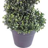 Pair of Tall Artificial Boxwood Tower Trees Topiary Spiral Metal Top - Boxwood