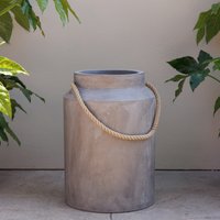Tall Round Concrete Milk Can Garden Patio Planter - Grey / 48l