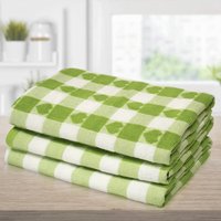 Hearts Pattern Jacquard Quick Dry Tea Towels, Pack of 3 - Lime